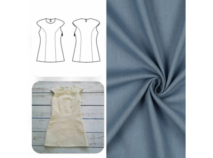 Christine Charles – Kit Couture Robe Yselda Uni Couleur Bleu Delft