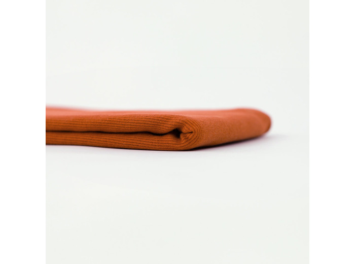 See You at Six - Tissu Jersey Bord-Cotes Uni Couleur Brun d'Automne