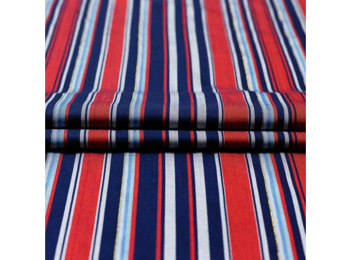 Sélection Coup de coudre - Tissu Twill Sergé de Viscose aux Rayures Tissés sur le Fond Rouge