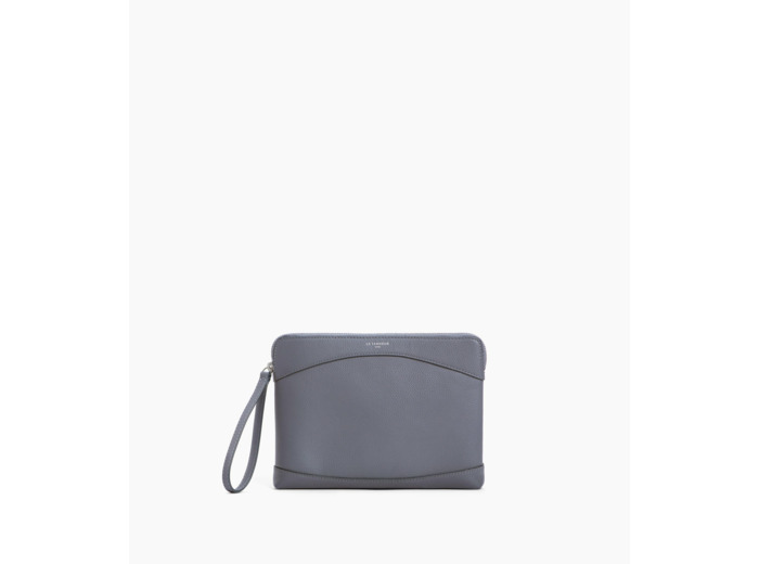 Pochette zippée en cuir grainé