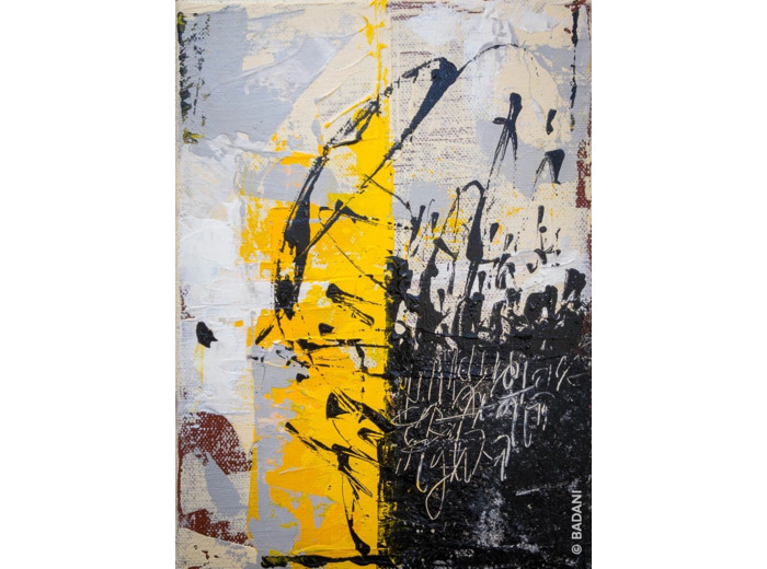 Tableau - Acrylique sur toile - Abstraction Calligraphique - 16x22 cm