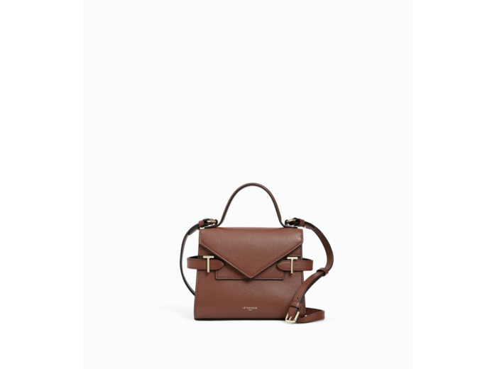 Petit sac à main double rabat Emilie en cuir grainé