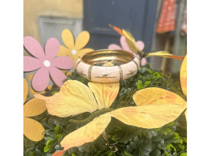 Bracelet manchette à motif beige inoxydable