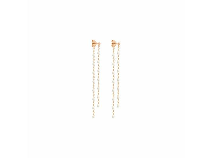 Boucles d'oreilles Gigi Clozeau en or rose et résine blanche
