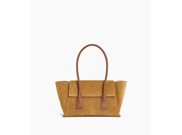 Sac cabas moyen modèle à rabat Elena en refente de velours