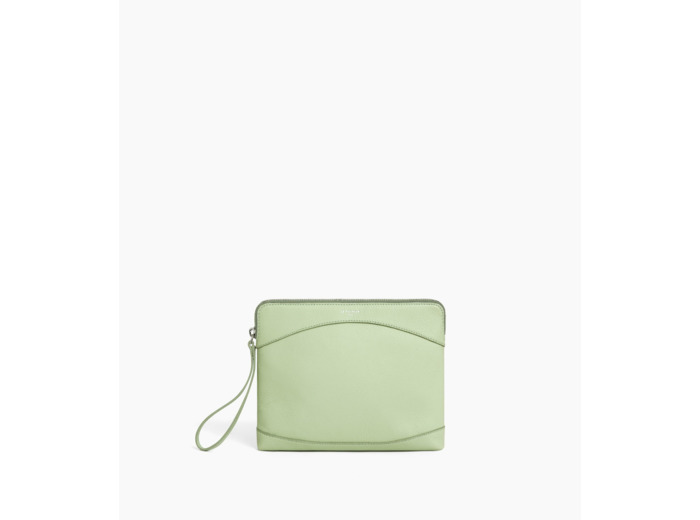 Pochette zippée en cuir grainé