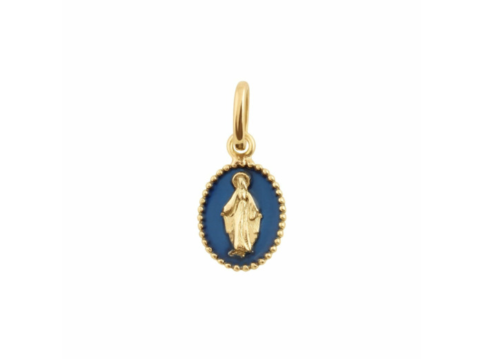 Pendentif Gigi Clozeau Madone en or jaune et résine bleu de Prusse