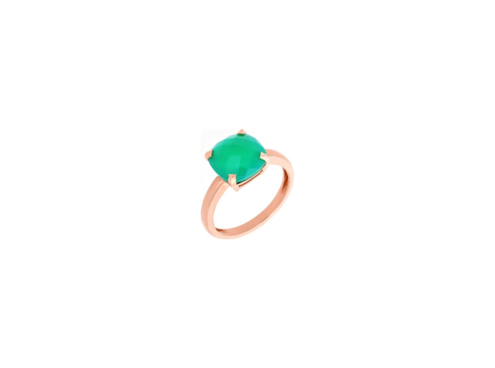 Bague Cesare Pompanon Poppy Blue petit modèle en or rose et agate verte