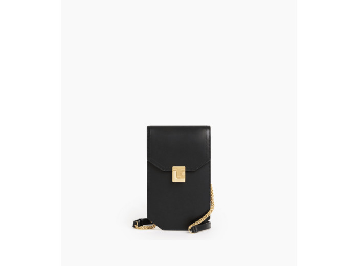Etui téléphone à rabat Rose en cuir lisse