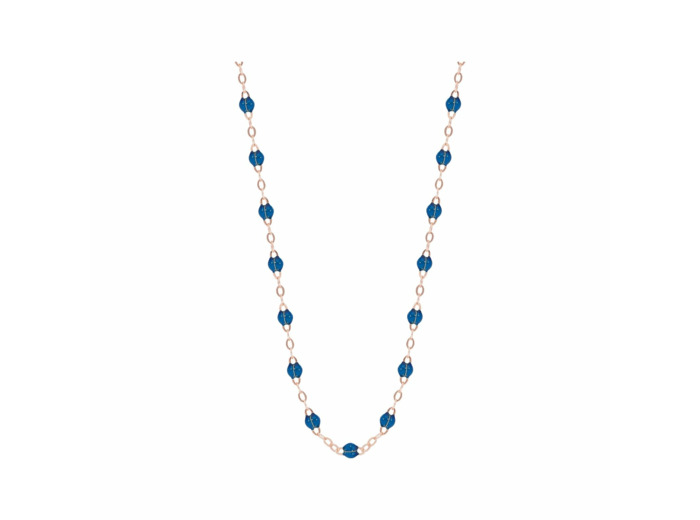 Collier Gigi Clozeau Classique en or rose et résine bleu fluo, 42cm