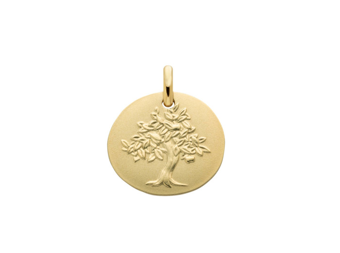 Médaille Arthus Bertrand Galet Arbre de Vie 16 mm en or jaune sablé