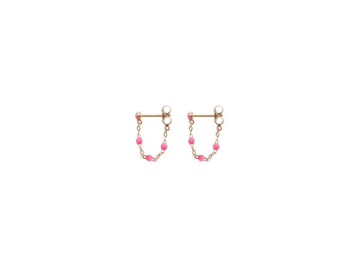 Boucles d'oreilles Gigi Clozeau en or rose et résine rose