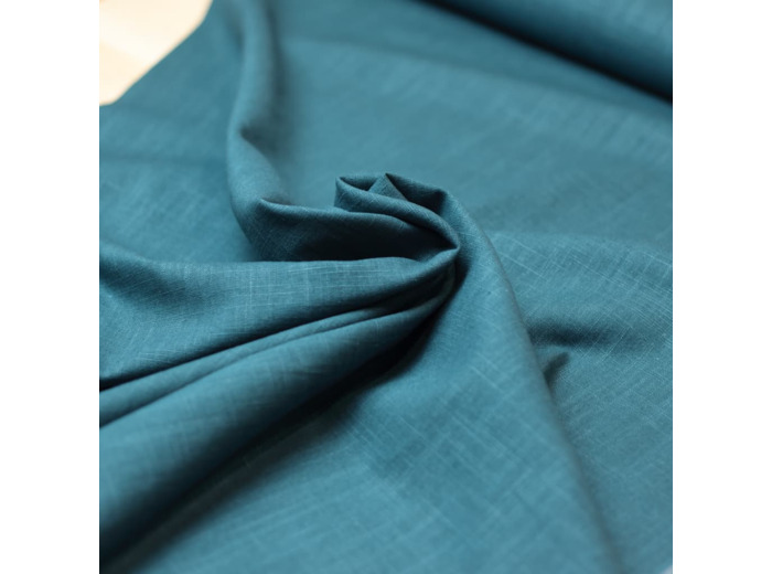 Sélection Coup de Coudre - Tissu Toile de Pur Lin Uni Bleu Pétrole