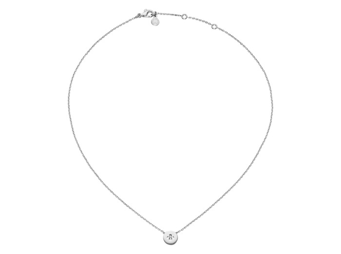 Collier Arthus Bertrand Royale motif 9 mm diamant H-SI 0,10 ct or blanc