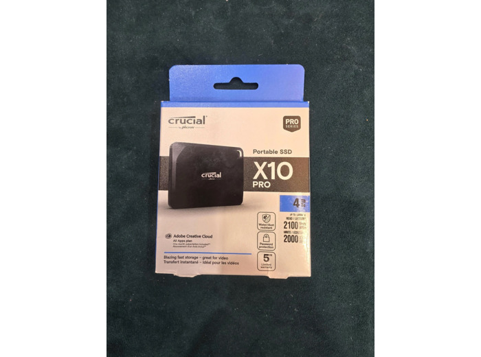 Crucial X10 Pro - SSD - chiffré - 4 To - externe (portable) - USB 3.2 Gen 2 (USB - C connecteur) - AES 256 bits