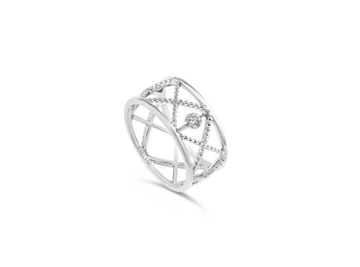 Bague Sarlane Palline en or blanc et diamant de 0.15ct