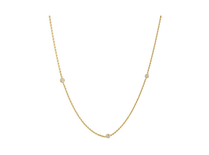 Chaîne forçat limé Arthus Bertrand en or jaune et diamants, taille ajustable