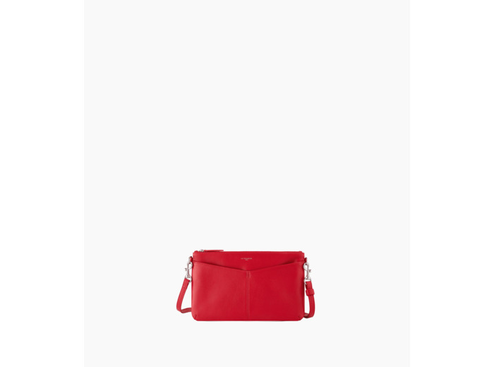 Pochette zippée avec bandoulière amovible Charlotte en cuir lisse