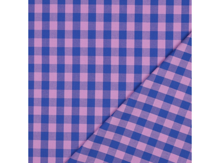 Poppy - Tissu Fil à Fil Carreaux Violet/ Rose