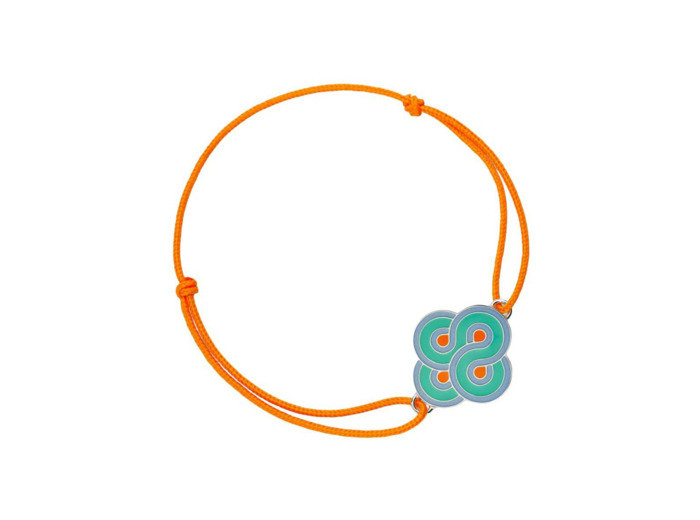 Bracelet sur cordon Arthus Bertrand Enlacé Vert d'eau en argent