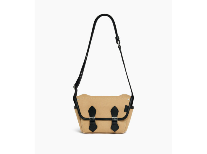 Petit sac bandoulière Solveig en toile coton et cuir lisse