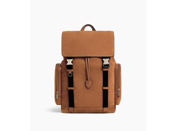 Sac à dos à rabat Maurice en cuir nubuck grainé