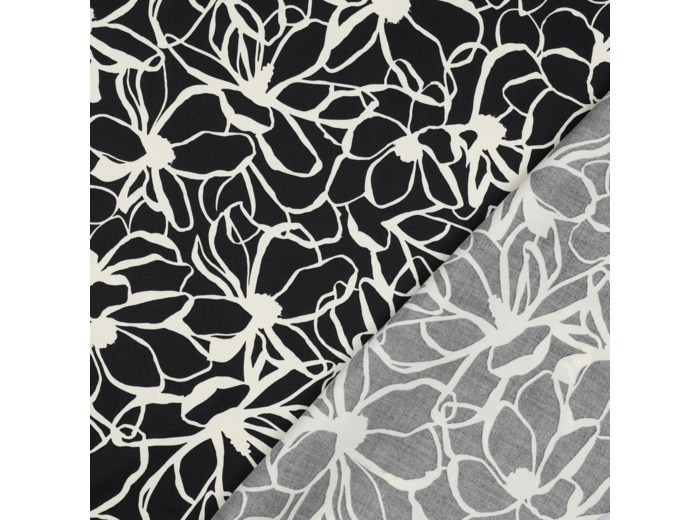 Nerida Hansen - Satin de Coton "Magnolia" Noir et Blanc