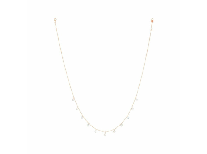 Collier La Brune & La Blonde Polka en or rose et nacre blanche, 42cm