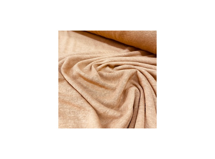 Sélection Coup de coudre - Tissu Jersey de Lin et Viscose Uni Caramel