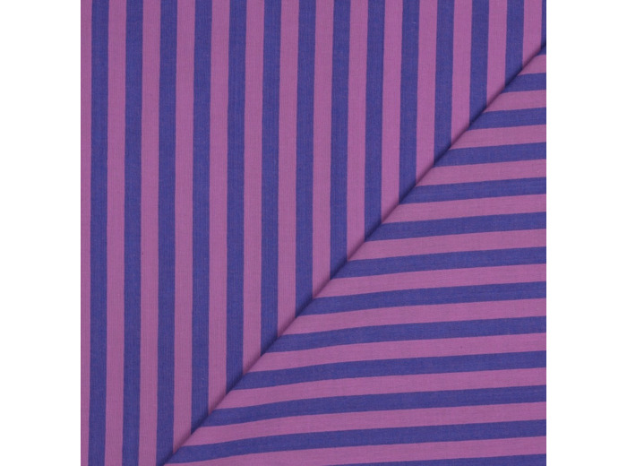 Poppy - Tissu Fil à Fil Rayures Violet/ Rose