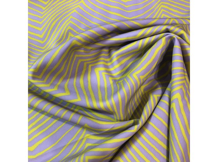 Sélection Coup de coudre - Tissu sergé polyester à motif "Zèbre" lilas et citron vert