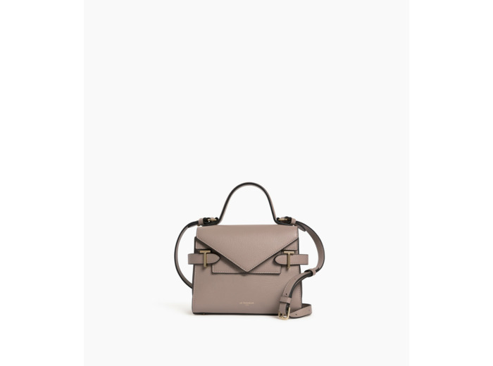 Petit sac à main double rabat Emilie en cuir grainé