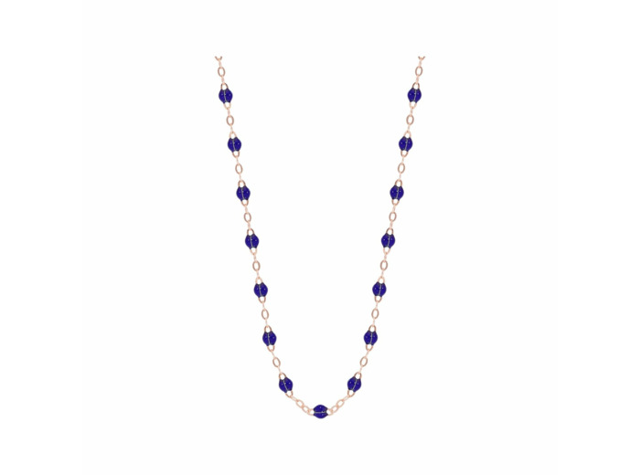 Collier Gigi Clozeau Classique en or rose et résine bleu prusse, 50cm