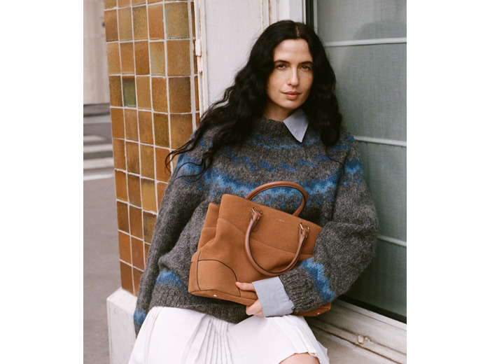 Grand sac à main Romy en cuir nubuck grainé