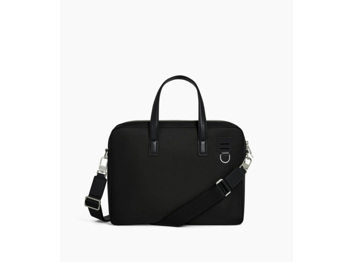 Porte documents 15" Basile en toile nylon et cuir lisse