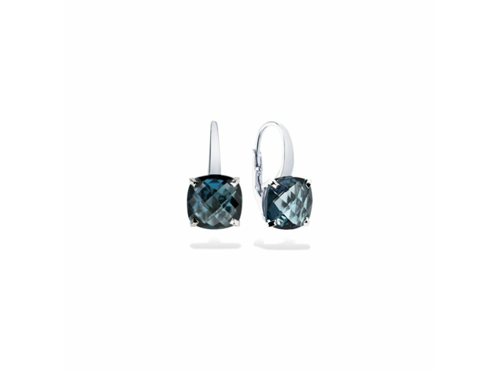 Boucles d'oreilles Cesare Pompanon Poppy Blue en or blanc et topaze Bleu London