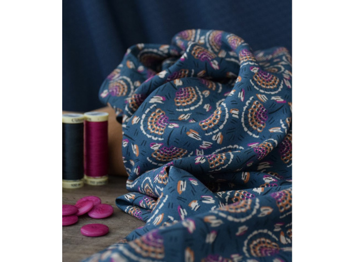Singulière par Cousette - Tissu Viscose Imprimé "Indira Anthracite"
