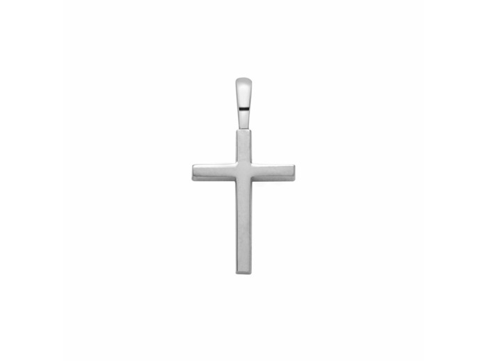 Pendentif Arthus Bertrand Croix Fil Carré 14mm en or blanc