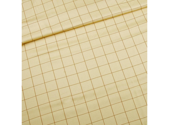 Sélection Coup de coudre - Tissu Twill de Viscose à Motif Carreaux Marrons sur le Fond Jaune Pale