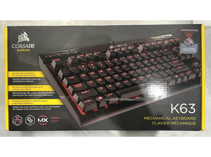 Corsair K63 Compact Gaming Tastatur, Mx - red, Rote Led - Schwarz