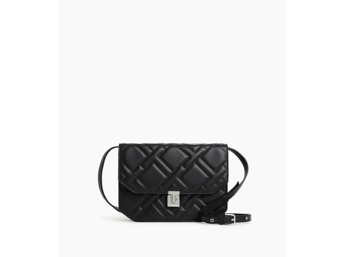 Sac bandoulière moyen modèle Rose en cuir lisse matelassé