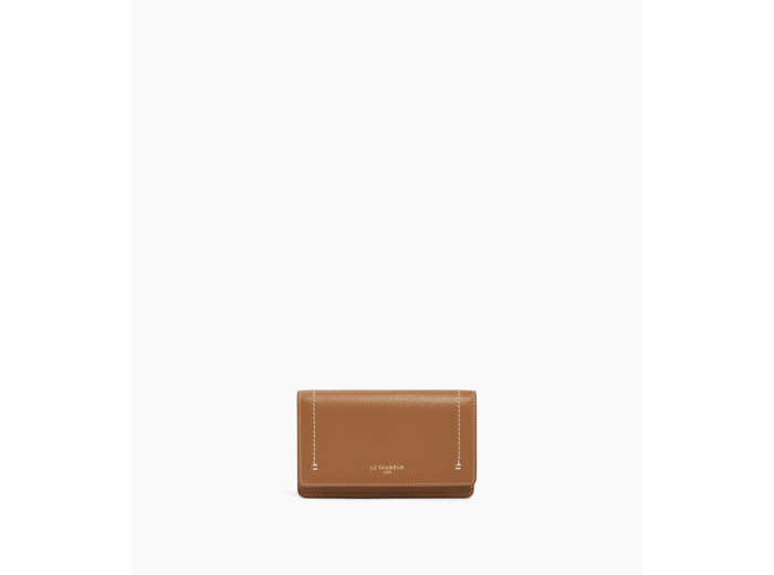 Porte cartes à rabat moyen modèle Louison en cuir grainé