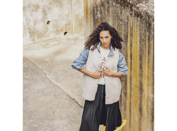 Fibre Mood - Tissu Maille Sherpa "Ember" Uni Blanc Cassé