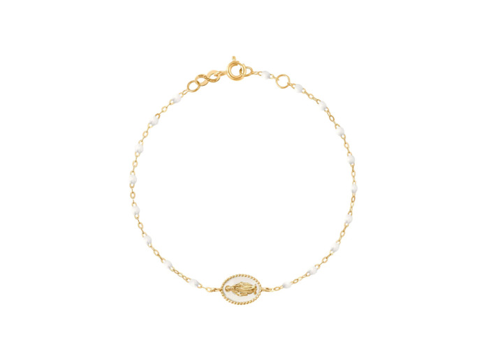 Bracelet Gigi Clozeau Madone en or jaune et résine blanche, taille 17cm