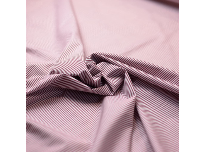 Sélection Coup de coudre - Coton chemise fil à fil – Rayures fines bordeaux et blanches (Copy)