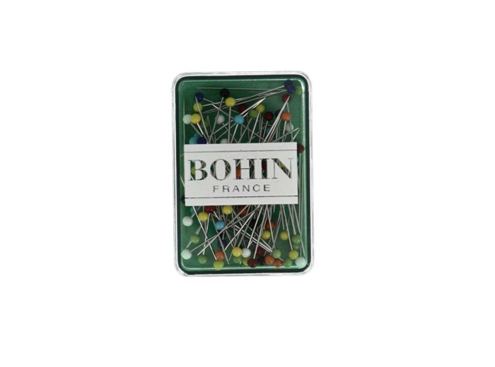BOHIN - Boîte de 80 épingles à tête de verre extra-fines – 30 mm x Ø 0,60 mm – Assortiment de couleurs