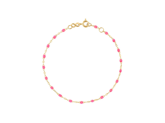 Bracelet Gigi Clozeau Classique en or jaune et résine rose fluo, 17cm