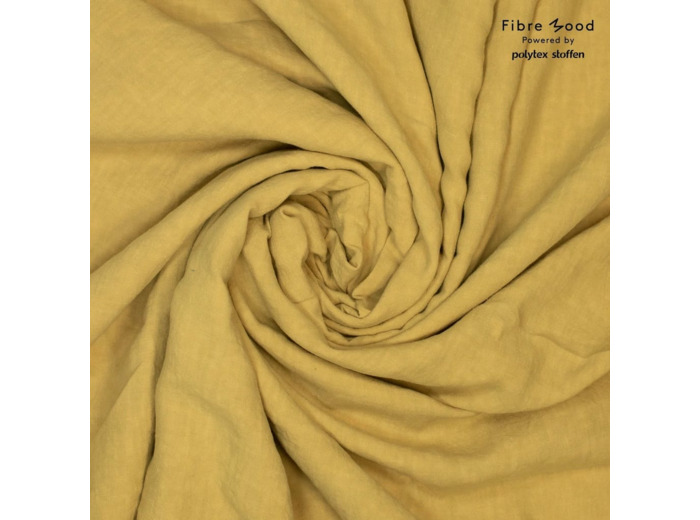 Fibre Mood - Tissu Toile de Pur Lin Lavé Uni Couleur Jaune Safran
