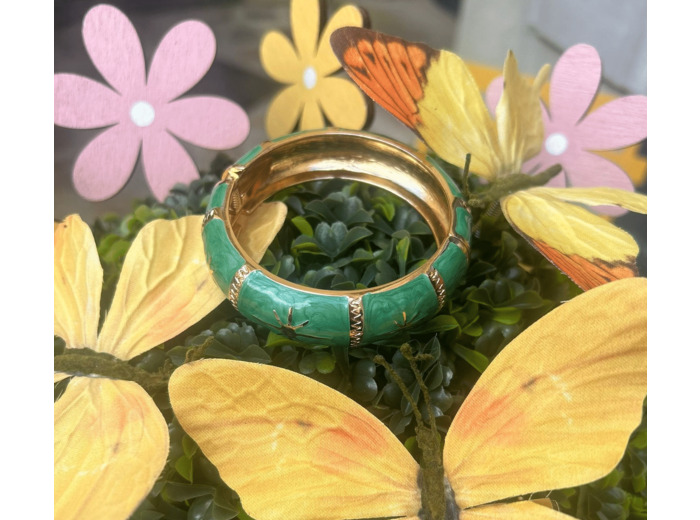 Bracelet manchette à motif vert inoxydable