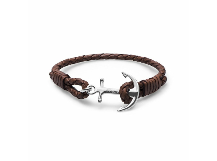 Bracelet Tom Hope Havana Brown S marron en cuir et argent